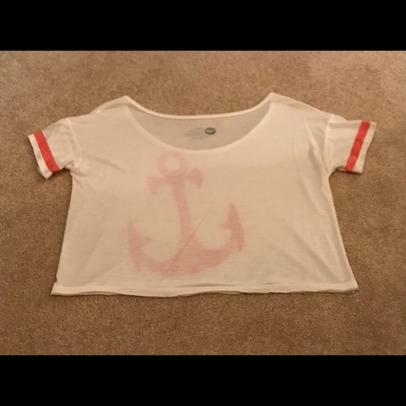 Roxy Pink Anchor Flowy Crop Top Small - Picture 3 of 4